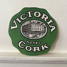 Vtg Antique 1930s Victoria Hotel Cork Ireland Luggage Baggage LABEL Sticker picture