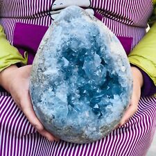 14.LB Natural Beautiful Blue Celestite Crystal Geode Cave Mineral Specimen HH275 picture