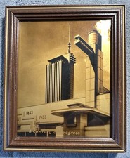 1933 Chicago World's Fair Hall of Science Framed Oratone Gold-Tone Glass Photo picture
