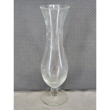 Vintage Etched Clear Glass Bud Vase Floral Leaf Pattern Footed 9.5