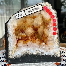 7.1 lb  Yellow Geode Cathedral Style Crystal Cluster Ornament Collectible Decor picture