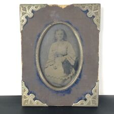 Early Antique Victorian Tintype Photo 1870s Beautiful Woman Girl Jewelry Frame picture