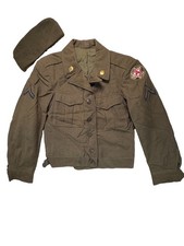 WWII 1940s US Army M1944 Ike Wool Field Coat W/ Cap Sixth Army PV1 Button Up picture