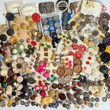 Vintage Mixed Estate Button Lot 3.67 lb Gemsco Army Pringle Sewing Notions picture