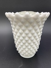 1960s Imperial Glass White Diamond Point Vase 5 1/2
