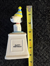 Vintage 1966 Snoopy Happy Birthday Ceramic Coin Bank Peanuts 4.75” picture