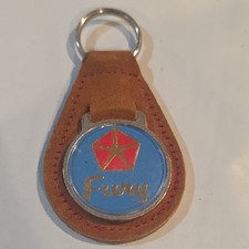 NOS Vtg 1970's Leather Plymouth Fury Key Chain Fob Ring Holder Mopar Muscle Car picture