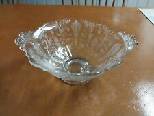 Vintage Cambridge Rose Point Glass Pedestal Bowl  w/Handles 8