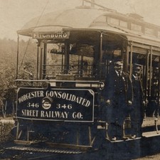 Antique Photo Worcester Consolidated Street Railway Co Trolley 346 Fitchburg MA picture