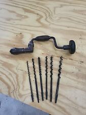 Vintage Stanley No 923 Petite 6” Sweep Bit Brace Ratcheting Hand Drill & 6 Bits  picture