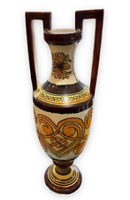 Antique Amphora Vase Quimper Earthenware Art Deco Brown Man Rare Old 20th picture