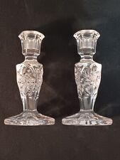 VINTAGE CRYSTAL PINWHELL CANDLESTICK HOLDERS. picture