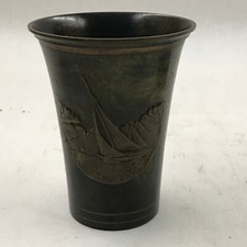 Scandinavian Danish Swedish Modern Verdigris Patinated Bronze Vase Cup Boat 5
