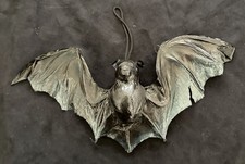 Vintage Paper Mache Black Bat Wire Feet Halloween Decoration READ picture
