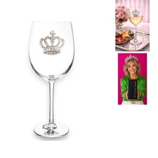 THE QUEENS' JEWELS Aurora Borealis Crown Jeweled Wine Glass - Regal Crown picture