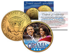 BARACK & MICHELLE OBAMA 2008 JFK Kennedy Half Dollar U.S. Coin 24K Gold Plated picture