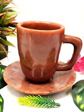 Beautiful Red Aventurine Crystal Hand Carved Cup Saucer Antique Unique Gift picture