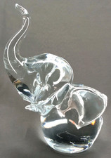 FM Konstglas Glass Elephant Trunk Up Made In Sweden Vintage 1960s picture