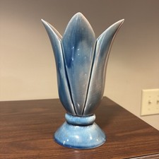 Franciscan Pottery Gladding McBean Art Ware Tulip Vase Turquoise 9” picture