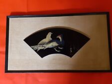 Japanese Lacquered Wajima-nuri Framed Bird Painting Fan-shaped Panel picture
