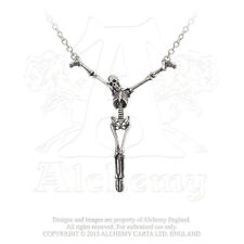 Alchemy Gothic Alter Orbis Crucifixion Skeleton Brutal End Pewter Necklace picture
