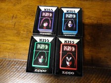 4 PIECE SET KISS DEMON STARCHILD CATMAN SPACE ACE ZIPPO LIGHTERS MINT IN BOXES picture
