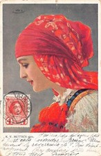 A149 Artist Card 1913 Polish Woman In Traditional Costumes Krakow postcard picture