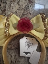 NWT Rare Disney Parks Belle Beauty And The Beast Enchanted Rose Ears Headband picture