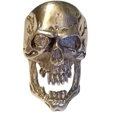 27.4grMemento Mori Vintage Sterling Silver 0.25ct real diamond Skull Ring Sz11 picture