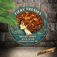 Beautiful Redhead Portrait Retro Metal Tin Sign Home Wall Decor 8x12 picture