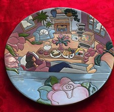 Judy Miller Lounging Couple Pottery Plate 13.25
