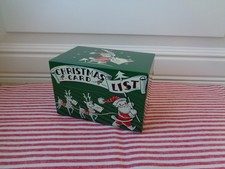 Vintage Christmas 1950's Litho Metal Glossy Address Box # 804 Stylecraft Santa picture