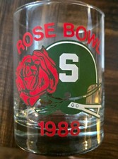 Rose Bowl 1988 Michigan State Spartans 8 oz Clear Decorated Glass Tumbler picture