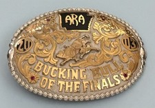 VTG 2003 ARA Arkansas Rodeo Champion Bull Red Bluff Sterling Trophy Belt Buckle picture