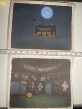 Spongebob Animation Cel Back￼ground Print Vintage Cartoons Art HALLOWEEN BG R picture