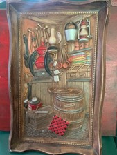 Vintage 60s70s Chalkware Western Scene picture