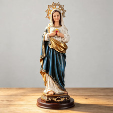 Immaculate Heart of Mary Statue, 12.4-Inch Resin Blessed Mother Figurines | picture