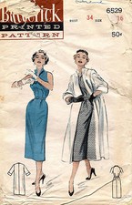 1950's VTG Butterick Misses' Dress & Duster Coat Ensemble Pattern 6529 Size 16 picture