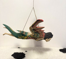 Vtg Balinese Flying Dewi Sri Goddess Wood Carving Hanging Mobile Demon Chaser picture