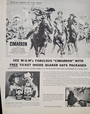 1961 MGM's Fabulous Cimarron Quaker Oats Vintage Cowboys Horses Vintage picture