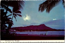 Moonlight over Waikiki Hawaii c1970 Postcard picture