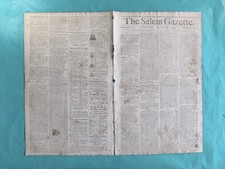 1791 Salem Gazette Newspaper August 16 JOHN CABOT HOUSE FOR SALE Colonial News picture