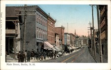 Berlin NH Main Street T. E. Lemieux c1900s-10s Copper Windows Postcard bhn picture