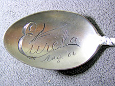 Sterling Silver Cattail Handle Souvenir Spoon 1906 Eureka California picture