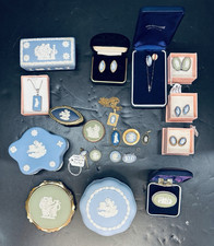 Wedgwood Large Mixed Lot Vintage Blue & Green Jasperware Boxes, Compact, Jewelry picture