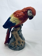 RARE Royal Dux Vintage porcelain Parrot picture