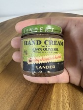 Vintage 1950s Lander Hand Cream Glass Jar Advertising New York w/ Label picture