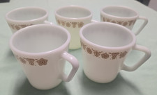 Pyrex Butterfly Gold Coffee/Tea Cup Mugs D-Handle #1410 Set of 5 picture