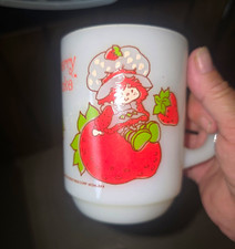 Vtg 1980 Strawberry Shortcake Milk Glass Mug by GlasbakeMint Collector Condition picture
