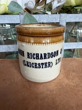 Antique John Richardson & Co Leicester Stoneware Crock,  Chemist Jar, c.1890s picture